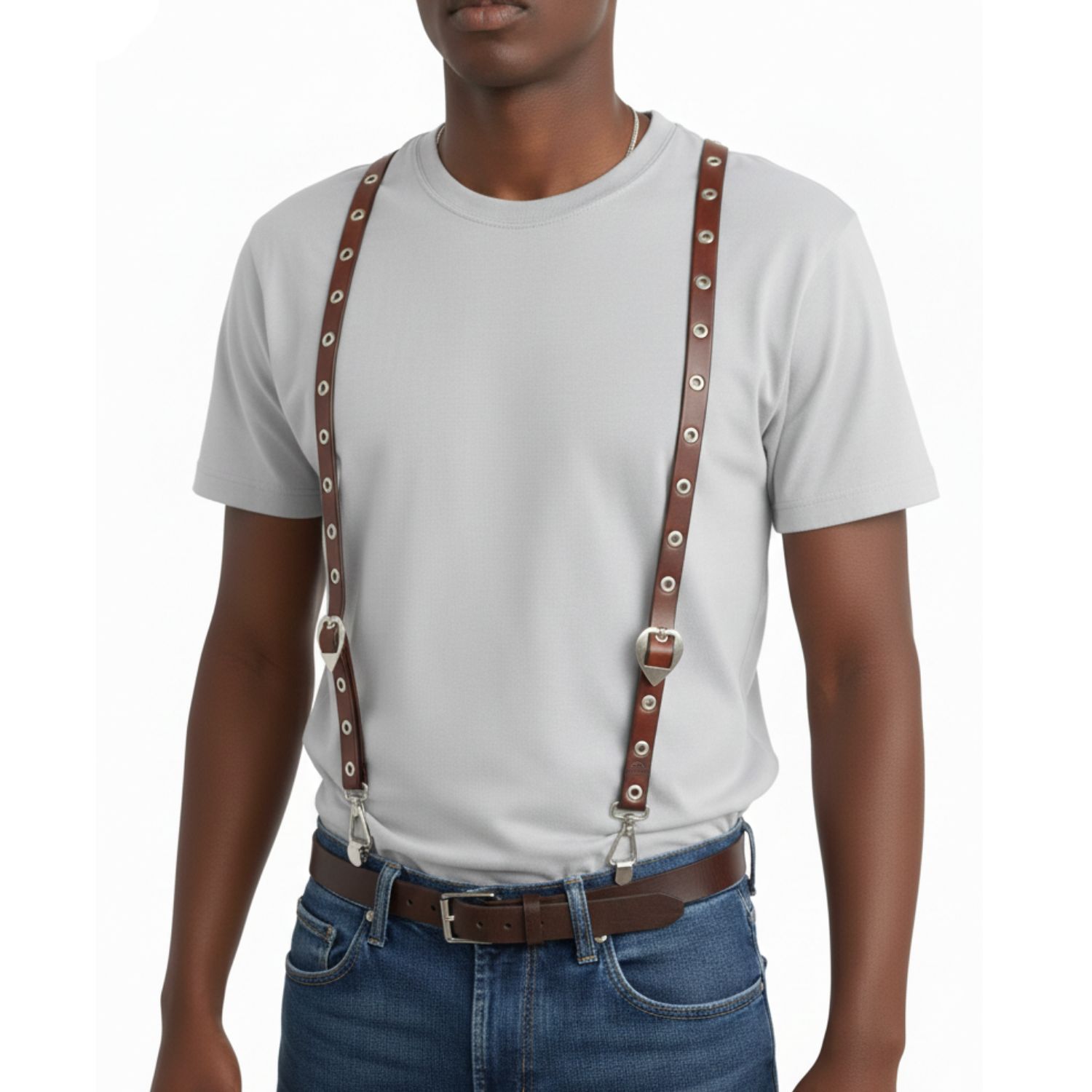 Suspensório Cinto de Couro Legítimo com Regulagem Adulto MCS7060