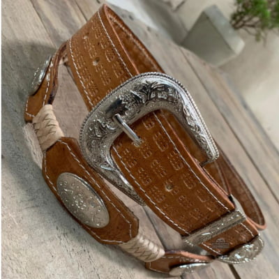 Cinto Country De Couro Legítimo Com Aplique Trança MCS7139