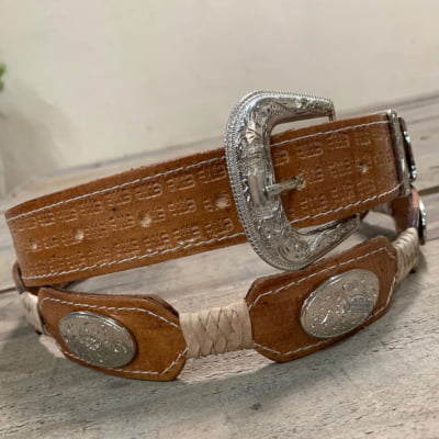 Cinto Country De Couro Legítimo Com Aplique Trança MCS7139