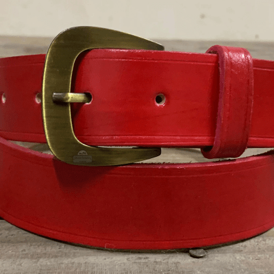 Cinto Feminino Vermelho de Couro Legítimo Largo MCS7197
