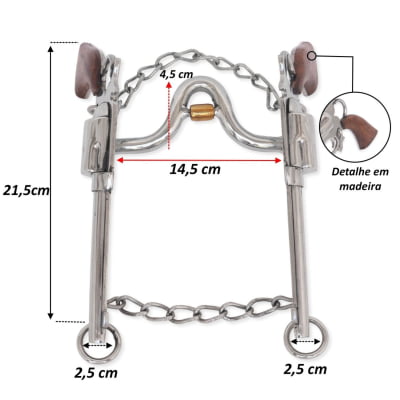 Freio para Cavalo Mula Revolver em Aço Inox com Salivador MCS8638