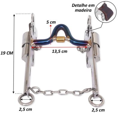 Freio para Cavalo Revolver Tabatinga em Aço Inox com Salivador MCS8637