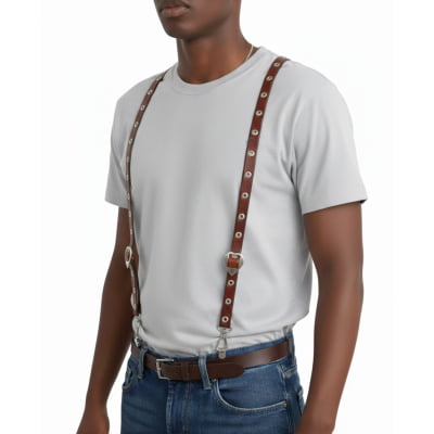 Suspensório Cinto de Couro Legítimo com Regulagem Adulto MCS7060