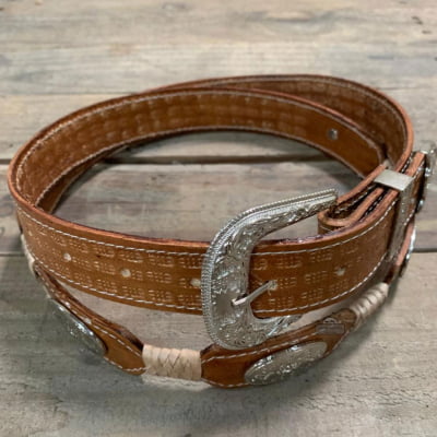 Cinto Country De Couro Legítimo Com Aplique Trança MCS7139