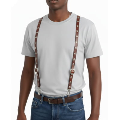 Suspensório Cinto de Couro Legítimo com Regulagem Adulto MCS7060