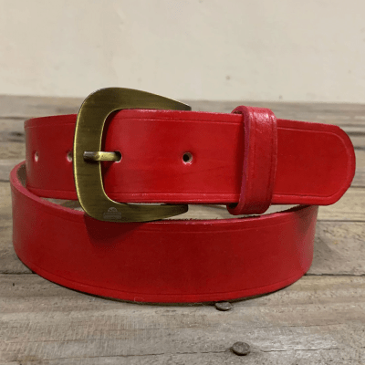 Cinto Feminino Vermelho de Couro Legítimo Largo MCS7197