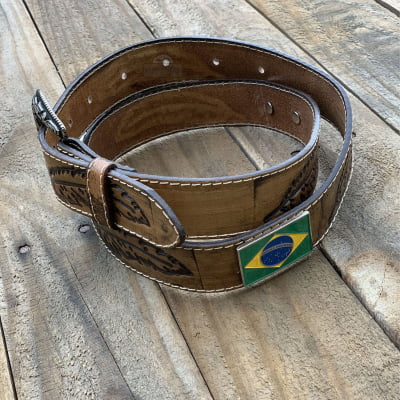 Cinto Country Brasil Couro Legítimo Entalhado MCS7180