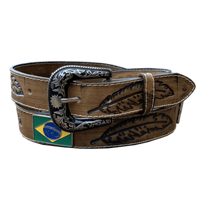 Cinto Country Brasil Couro Legítimo Entalhado MCS7180