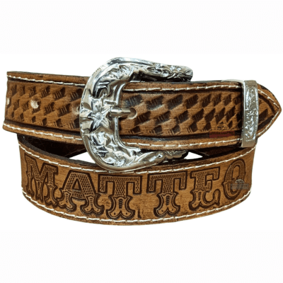 Cinto Country De Couro Legítimo Entalhado Personalizado com Nome Infantil MCS7149 Cinto Country De Couro Legítimo Entalhado Personalizado com Nome Infantil MCS7149