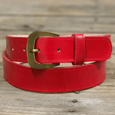 Cinto Largo de Mulher Couro Legítimo Fivela Long Vermelho MCS7197