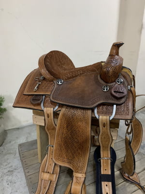 Sela Prova de Laço Couro Legítimo Team Roping MCS1523