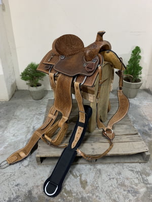 Sela Prova de Laço Couro Legítimo Team Roping MCS1523